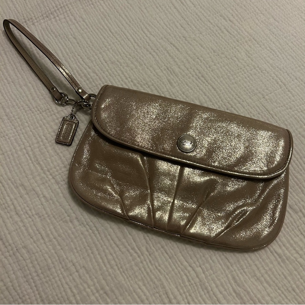 Coach Metallic Pewter Wristlet
